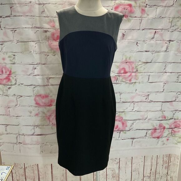 The Limited Women's Sleeveless Colorblock Blue/ Grey/ Black Sheath Dress Size 8 - Picture 1 of 10